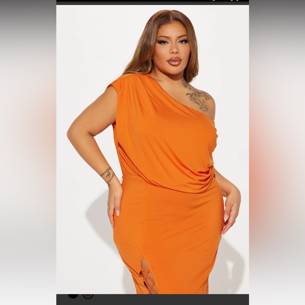 Fashion Nova Orange Off Shoulder Maxi Dress 2X